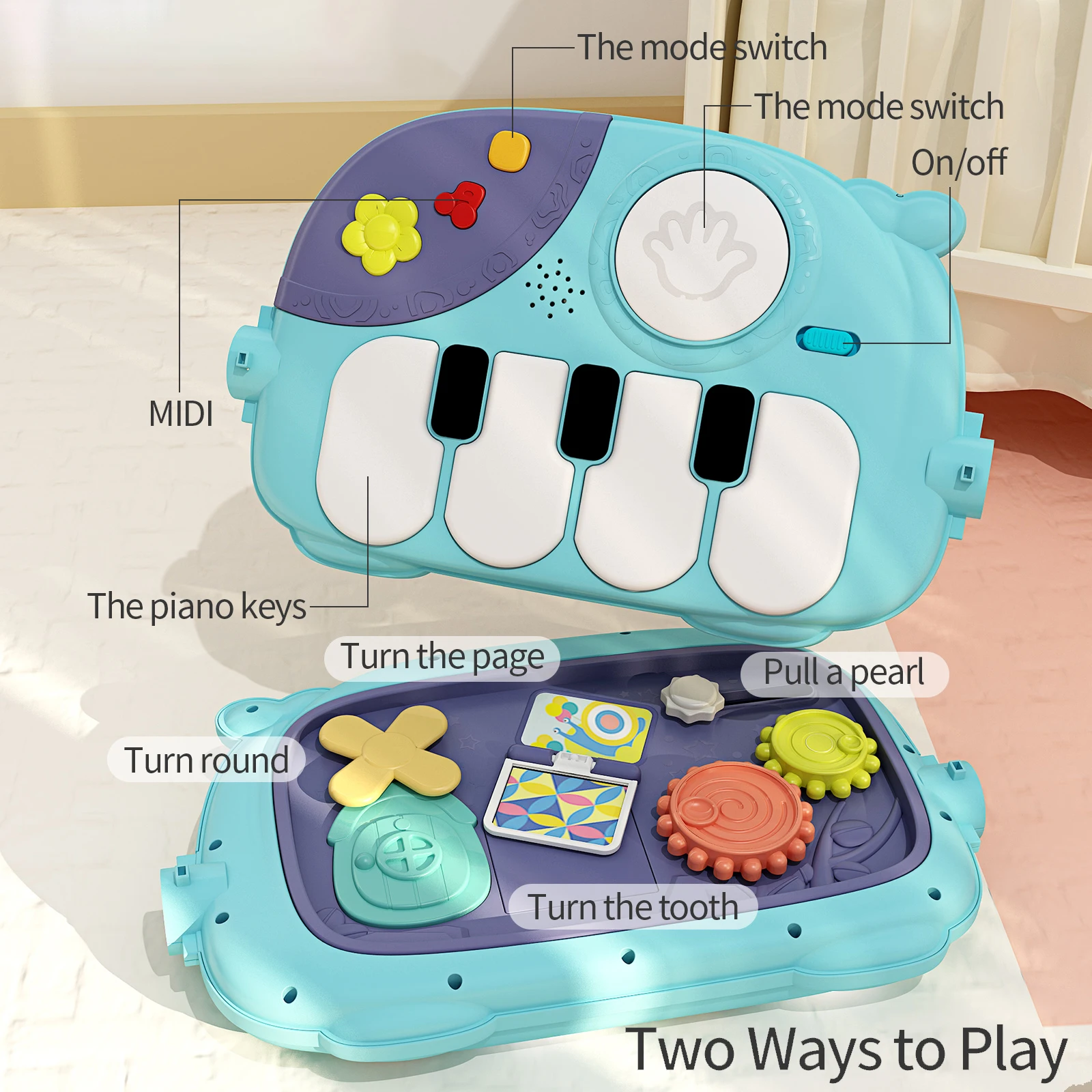 イミベビー ミュージカルプレイジム キッズピアノトイ 多機能ベビー プレイマット クロールクッション 寝具