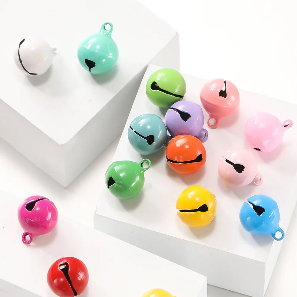 14mm Colorful Paint Coated Iron Bells Mini Metal Bells for DIY Crafts Pet Collar Charms & Keychain Pendant Accessories Wholesale