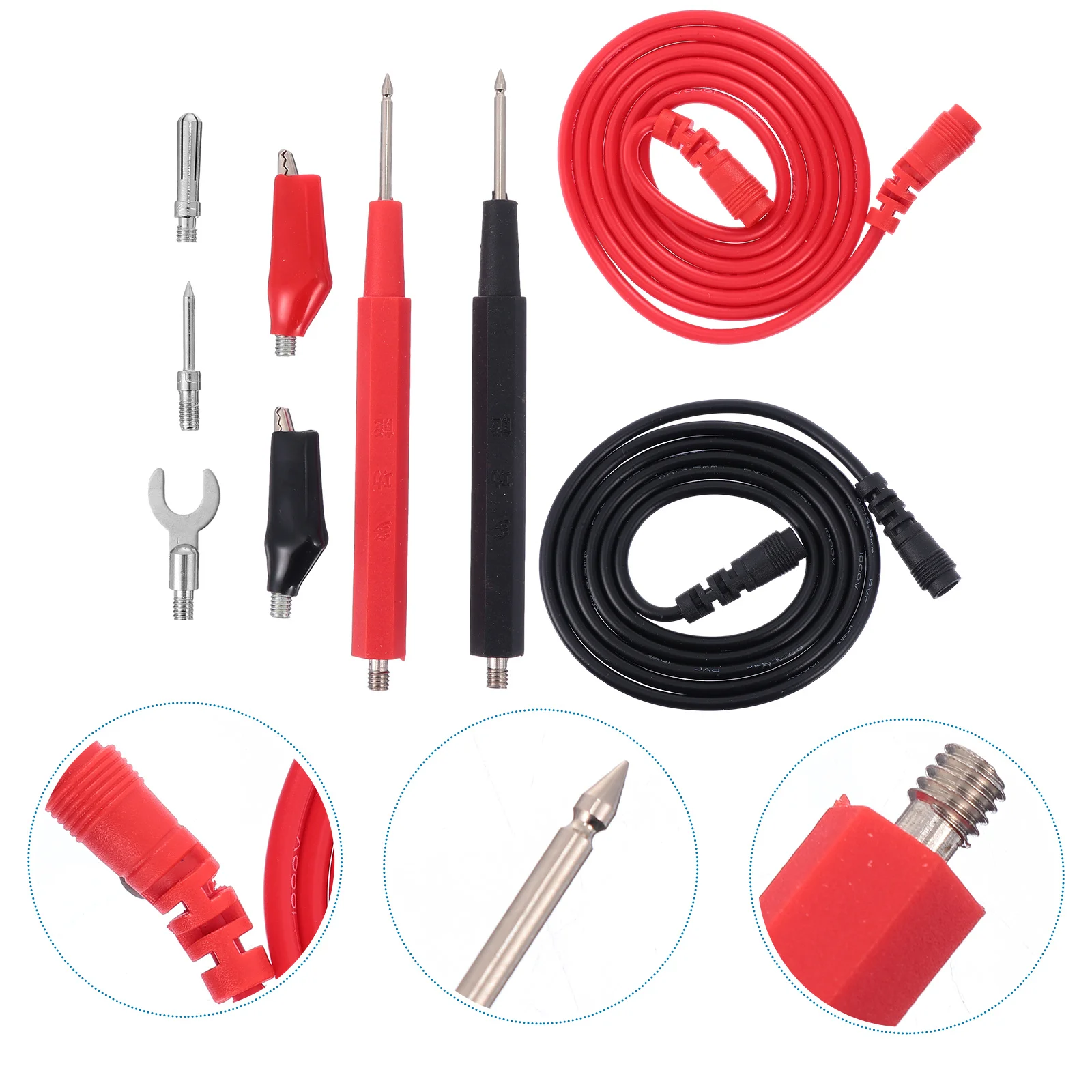 

15-In-1 Multimeter Test Leads Kit With Alligator Clips Test Hooks Back Probe Pins Pvc Insulated Copper Cable For Electronics