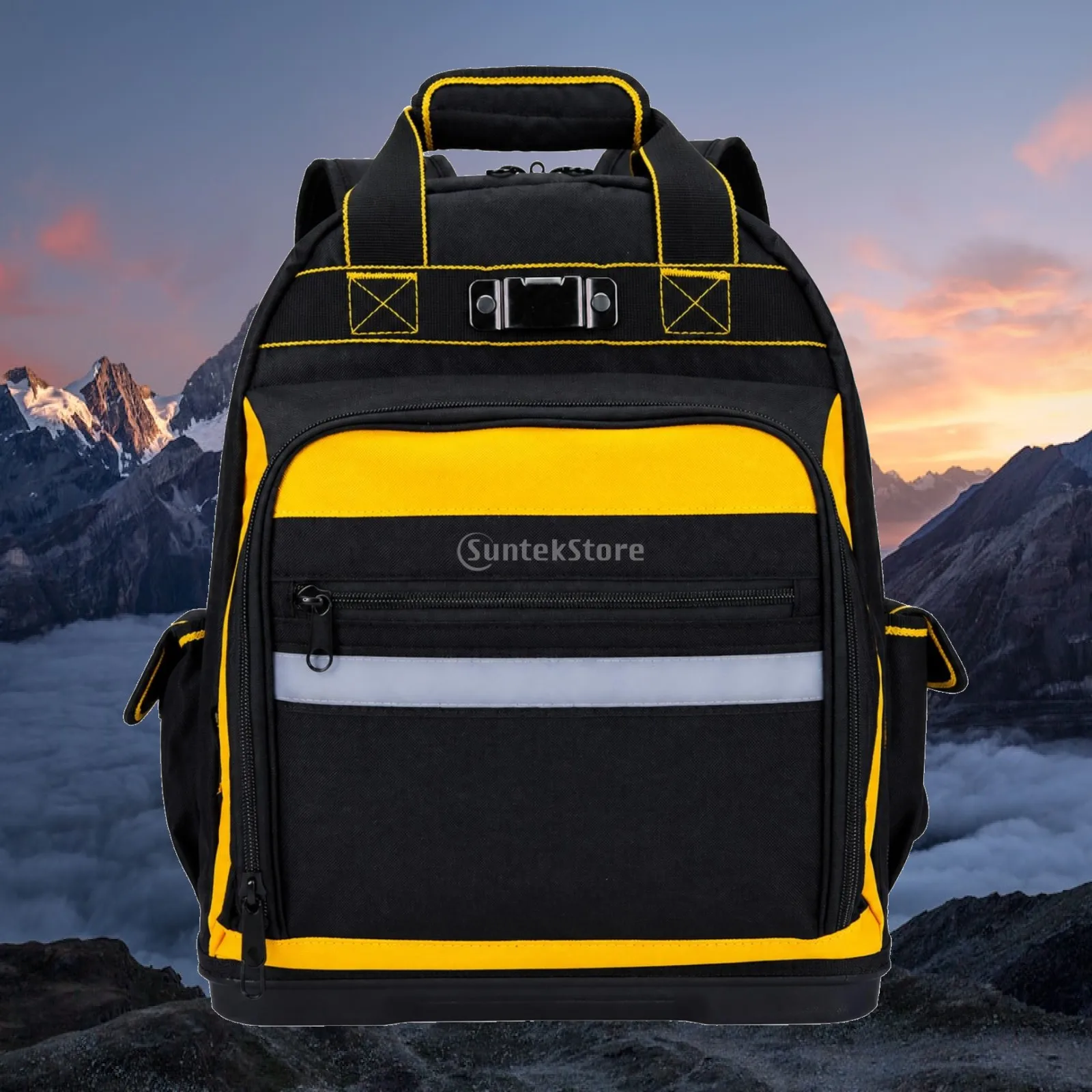 Heavy-Duty Tool Backpack Abrasion-Resistant Tool Backpack Work Pack Padded Reflective for Tradespeople, Job Site, Workshop