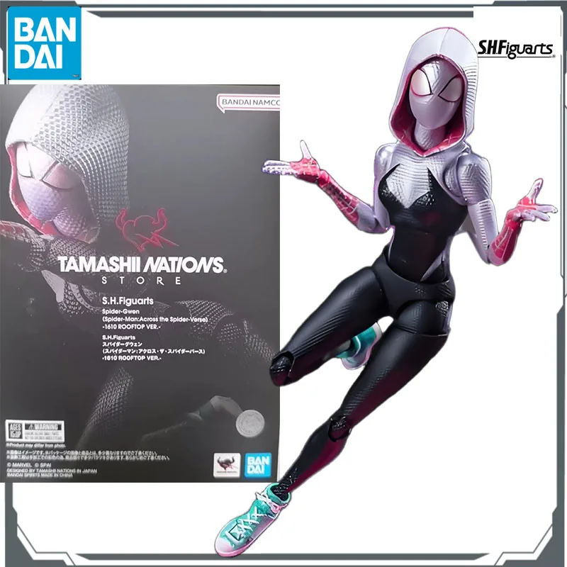 Bandai Original S.H.Figuarts Spider- Gwen & Miles Morales 15CM & 15.5CM figurine d'action Anime modèle à assembler jouets modèle cadeau pour les garçons