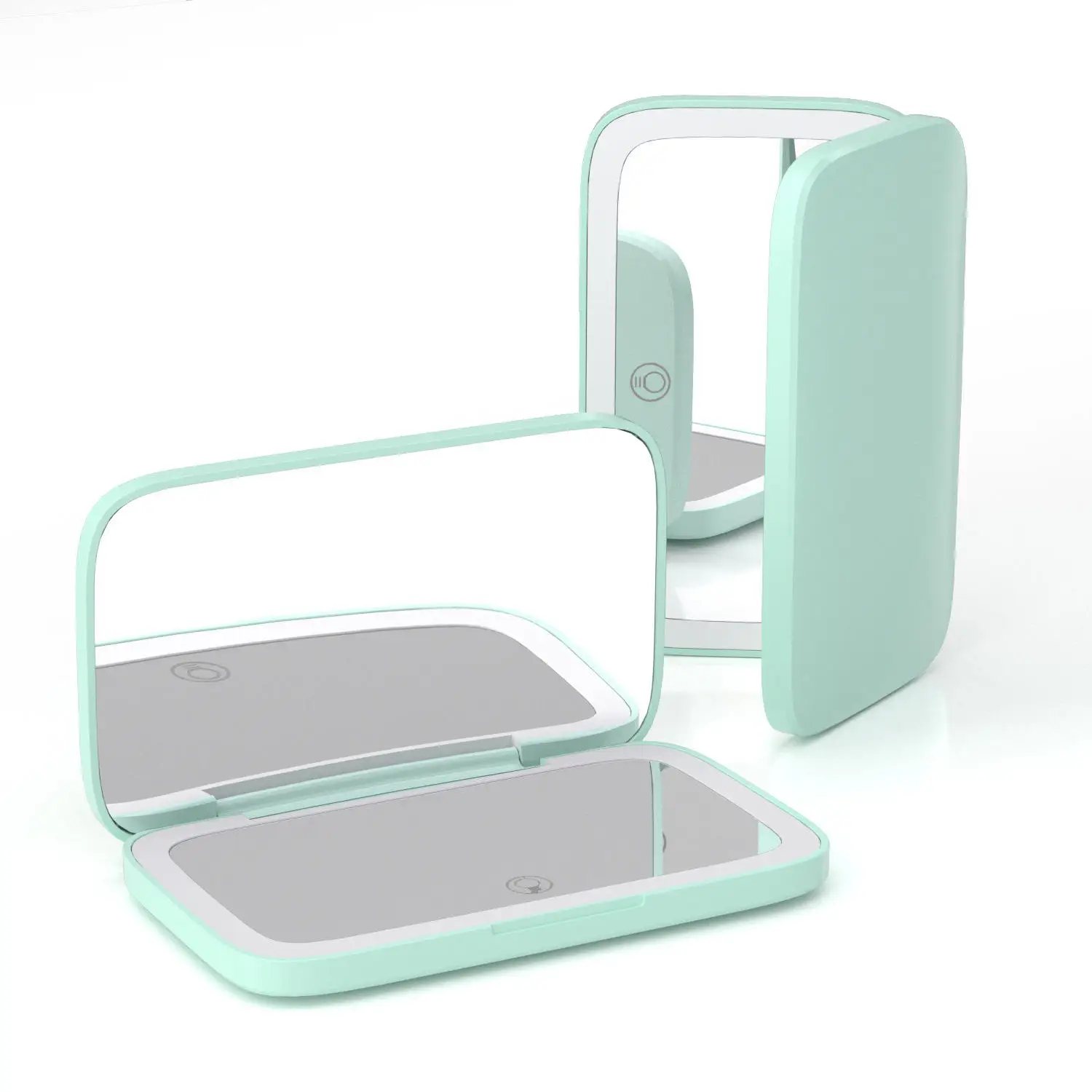 Rectangular 5x Magnifying Mirror 3 Color LED Lights Rechargeable Dimmable Handheld Travel Mirror Dual Personalized Small Lighted