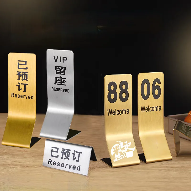 Double Side Stainless Steel Restaurant Seating Number Stand Wedding Table Numbers Place Card Holder Display Stand