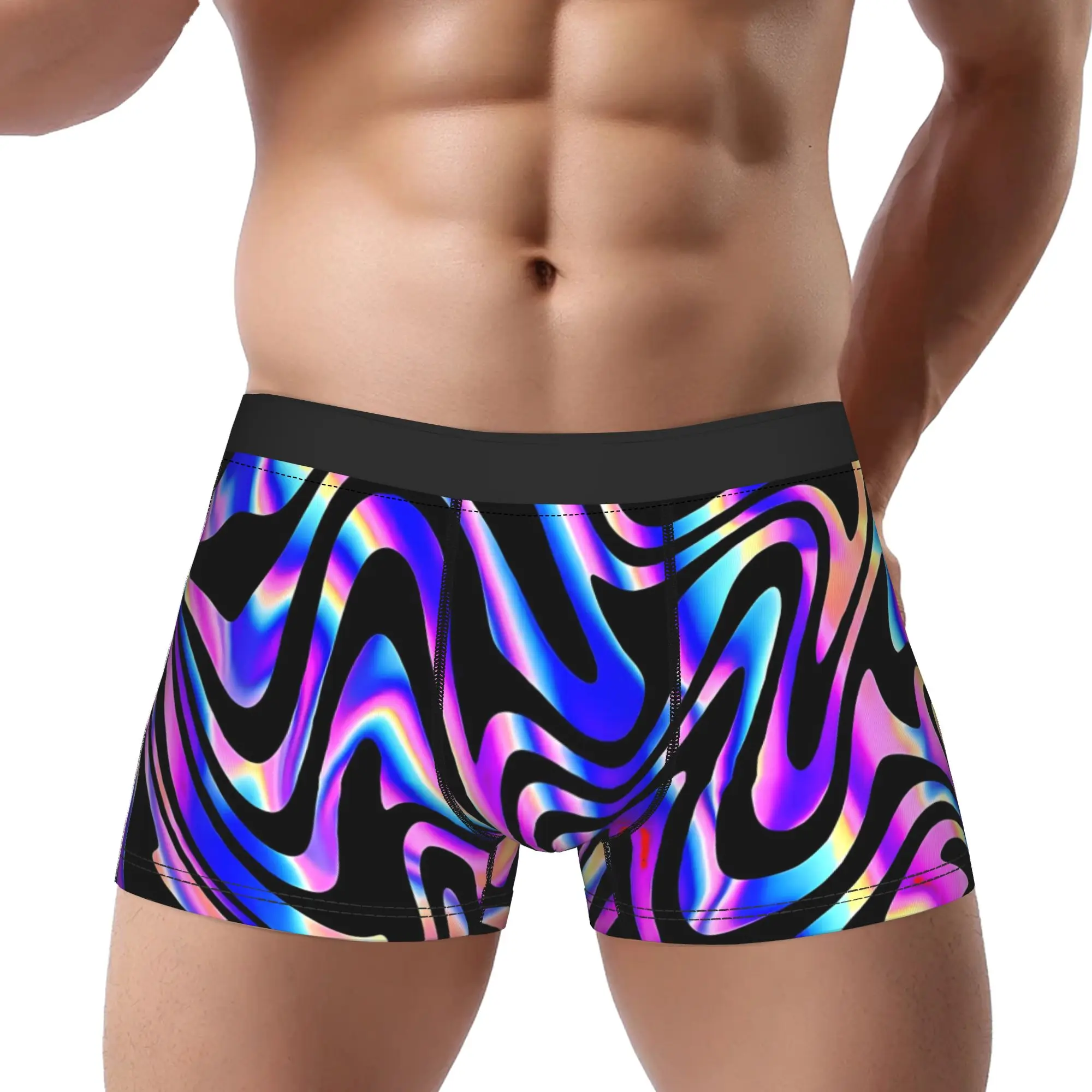 

Мужские трусы-боксеры с принтом в виде витых полосок и цветовыми блоками, дышащие, с принтом, шорты-боксеры