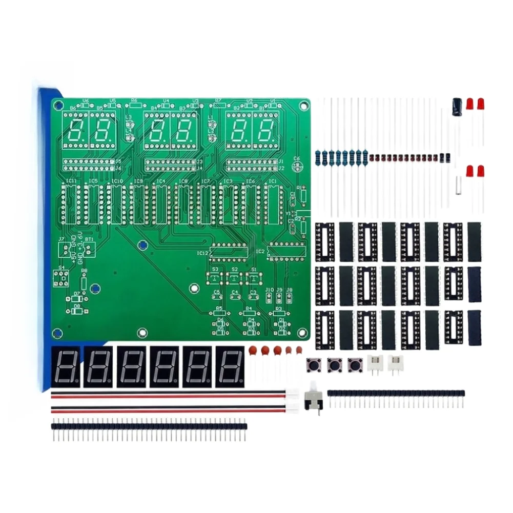 DIY Circuit Kit for Constructing a Six Digit Digital Clock with Adjustable Time Settings and Stable Quartz Oscillator Drive