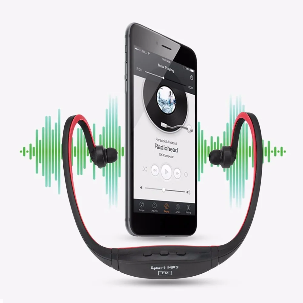 Sports Earphone Wireless Running Playing Outdroor Headphone MP3 Music Player TF Card Slot Stereo Waterdicht Headset Hot