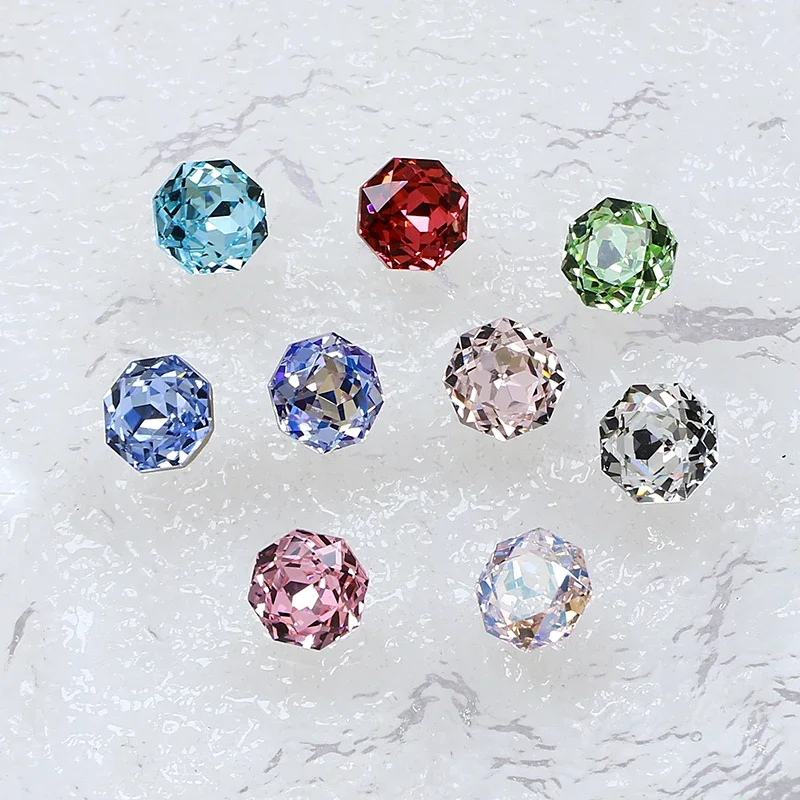 20PCS Rose Cut Octagon Shape DIY Craft Rhinestone K9 Crystal Fancy Stone Glitter Poinback Stone For Nailart Jewelry Making Bags