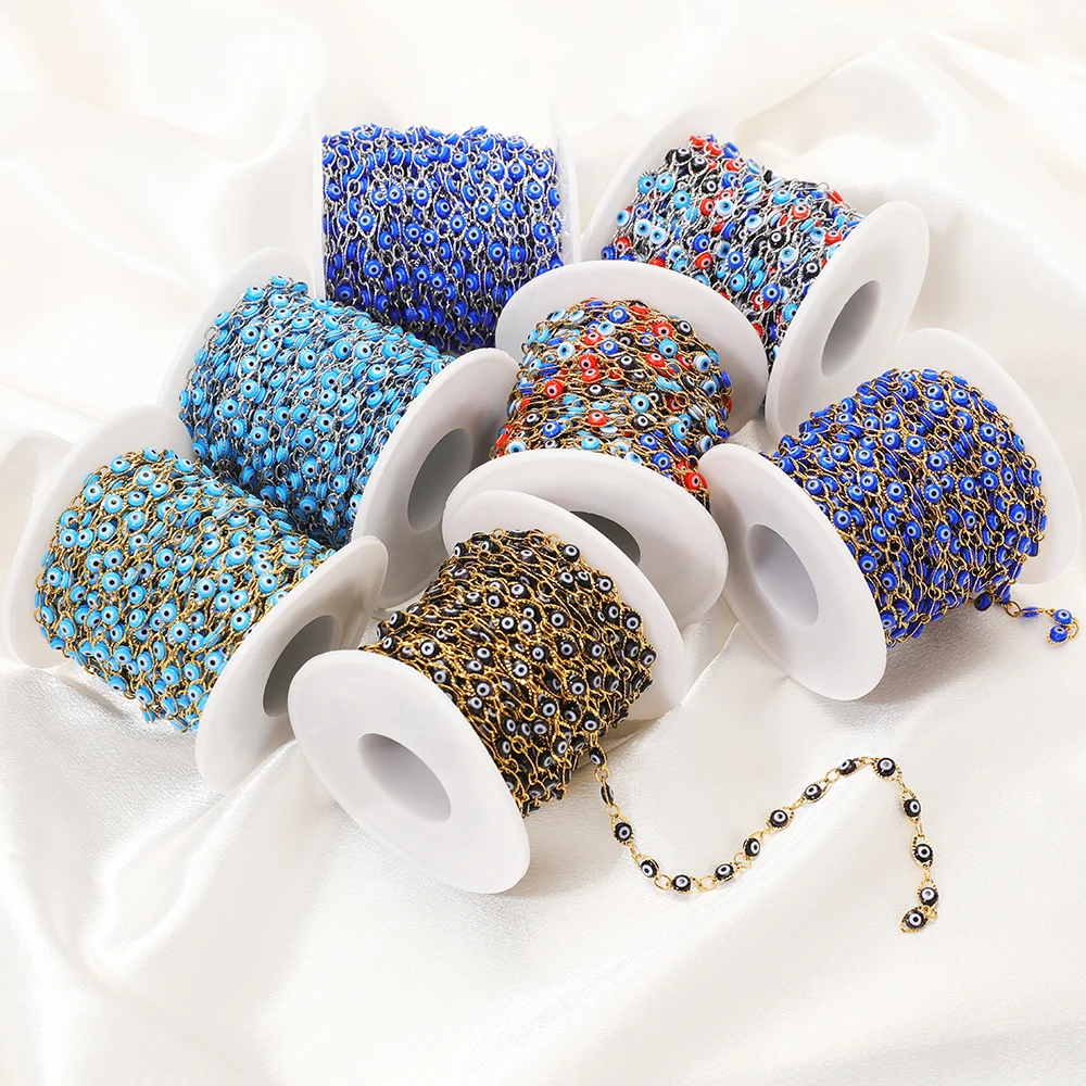 1 Meter Edelstahl 4,5mm Plastik-Kurkumaugen-Perlen Ovale Ketten für DIY-Schmuckherstellung von Halsketten, Armbändern und Ohrringen – Detail 5