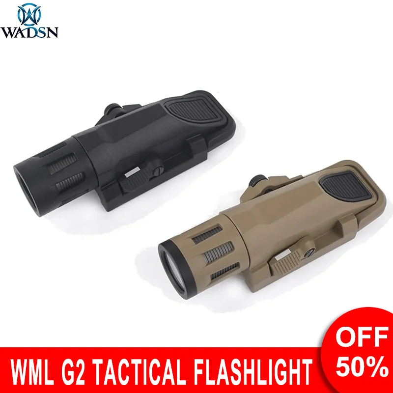 WADSN Airsoft WML G2 Scout Light Strobe Version Hunting Gun Tactical Illuminator Strong Light Constant /Momentary Fit 20mm Rail