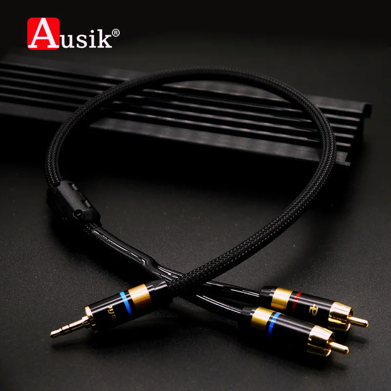 HiFi 3.5mm To 2 RCA Stereo Canare Audio Cable 0.3M / 0.5M / 1M / 2M / 3M / 5M / AUSIK AS005