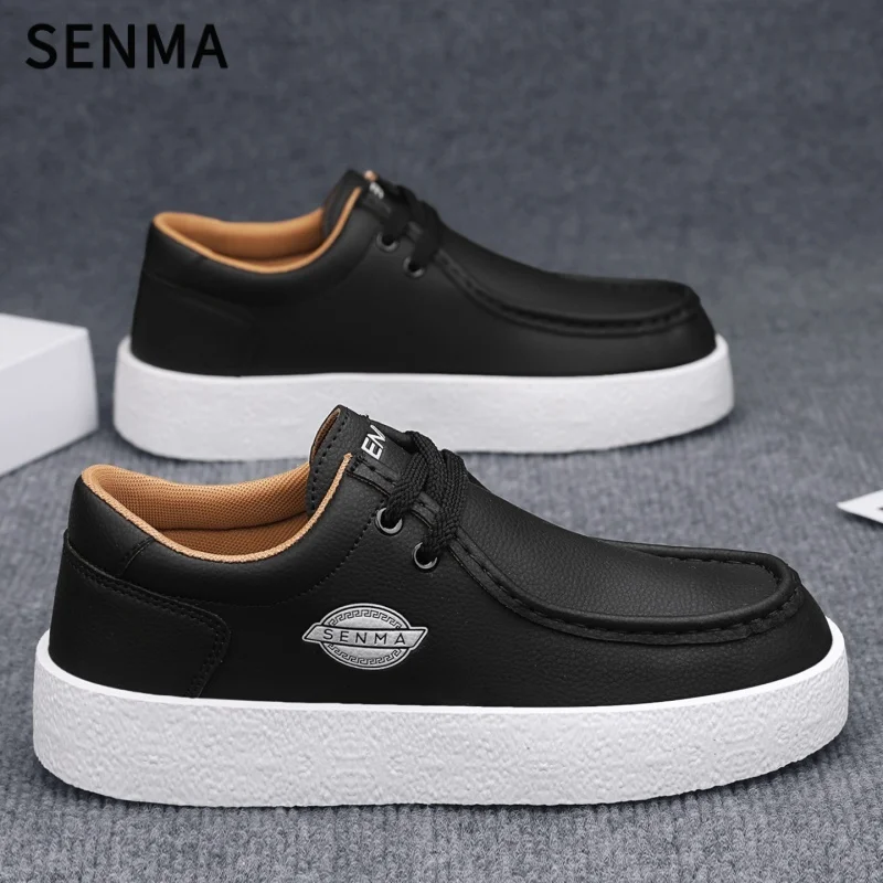

SENMA Men's Shoes Lace up Casual Shoes New Sneakers Leather Soft Bottom Tennis Shoes Men's Comfortable Board Shoes Walking Shoes