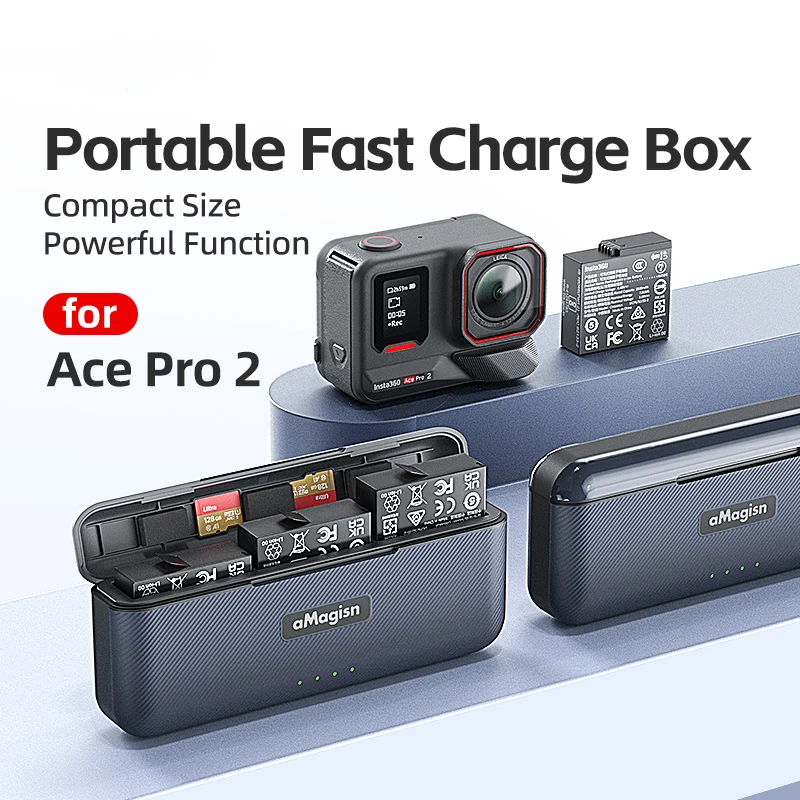 

For Insta360 Ace Pro 2 Battery Charger Fast Charging Case Charge Hub Portable For Insta360 Ace Pro 2 Power Accessories