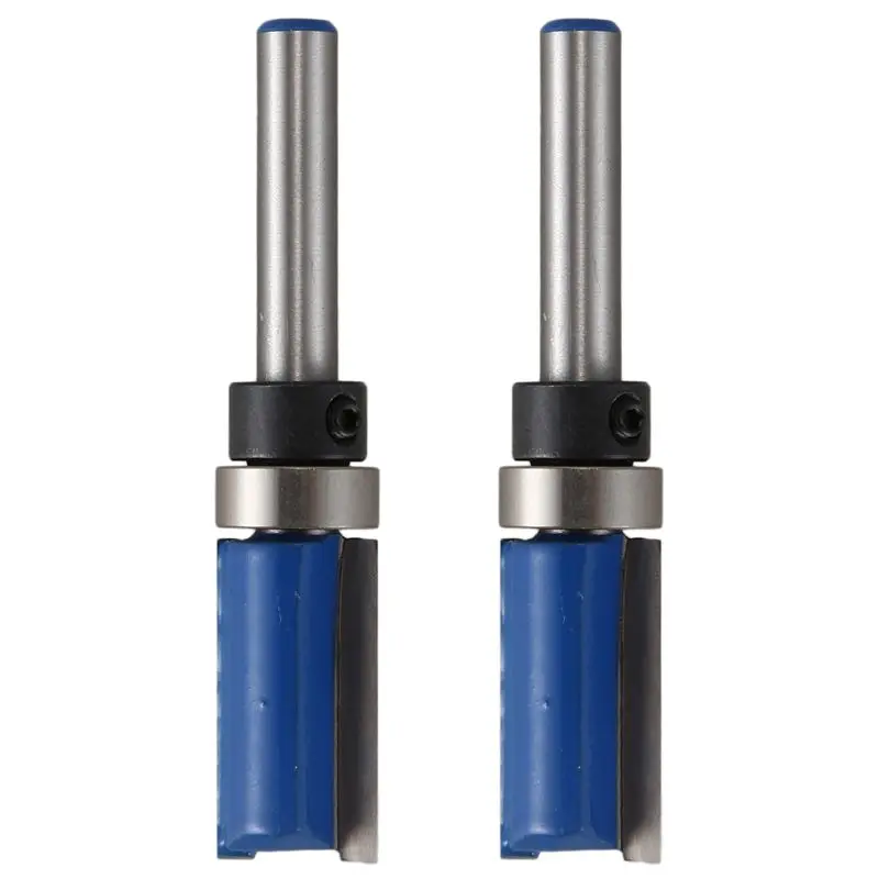 A96K-2Pcs 1/4Inch Shank Router Bit Twin 2 Fluted Imperial Jig Template Cutter Woodworking