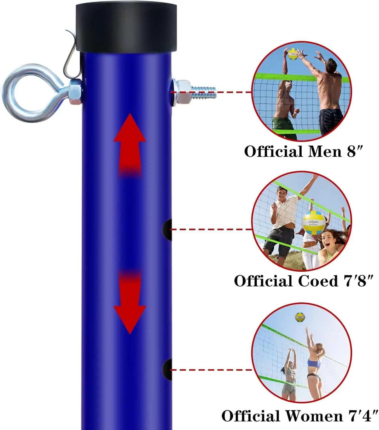 Höhenverstellbares tragbares Volleyball-Netzsystem mit Ball, Pumpe und Tragetasche für Strand-Hinterhofspiele im Freien