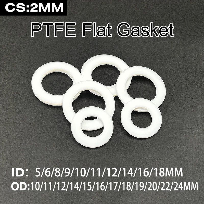 جوانات PTFE عالية الجودة CS 2 مم بيضاء عازلة رائعة مقاومة للأحماض/الكاليس غير لاصقة سهلة التركيب والتفكيك