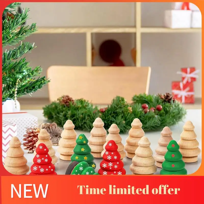 

30 Pack Wooden Christmas Tree Natural Wooden Miniature Tree Blank Wooden Peg Dolls For DIY Arts Crafts