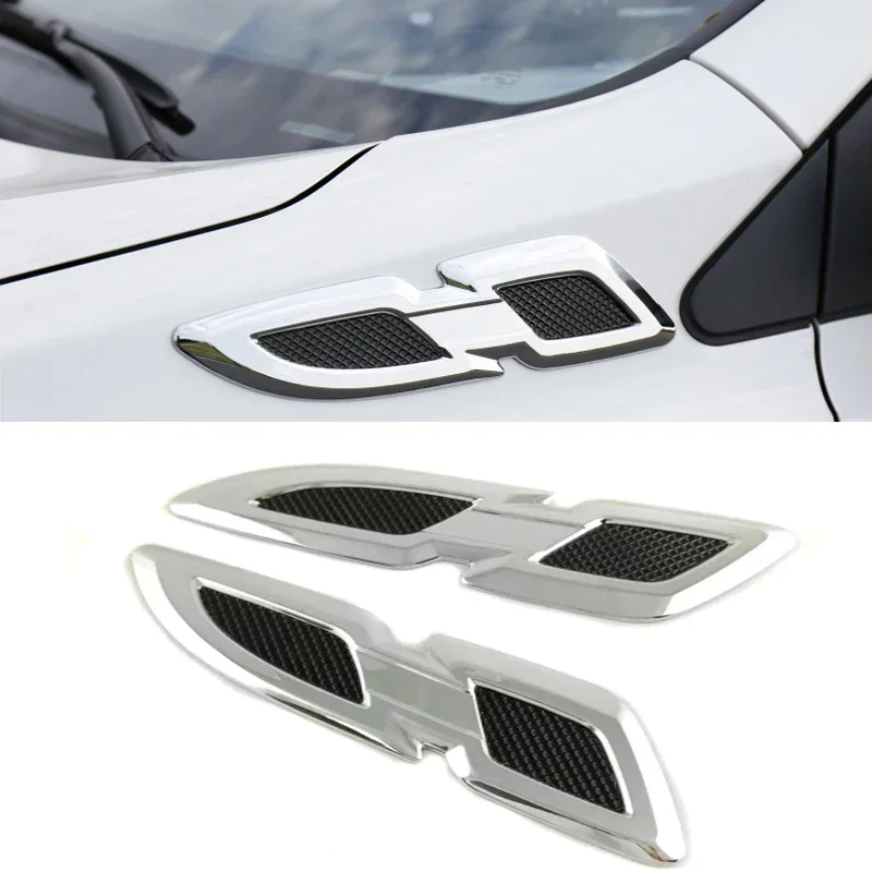 For Toyota RAV4 2016 2017 2018 car cover detector ABS chrome Front Side Foliage Leaf Fender Vent Air Outlet lamp trim 2pcs