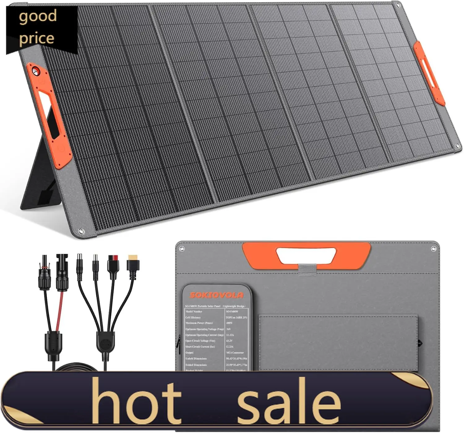 

400W Ultra Lightweight Portable Solar Panel 25 High Efficiency ETFE Foldable Solar Panel MC4 Output IP67 Compatible with Power