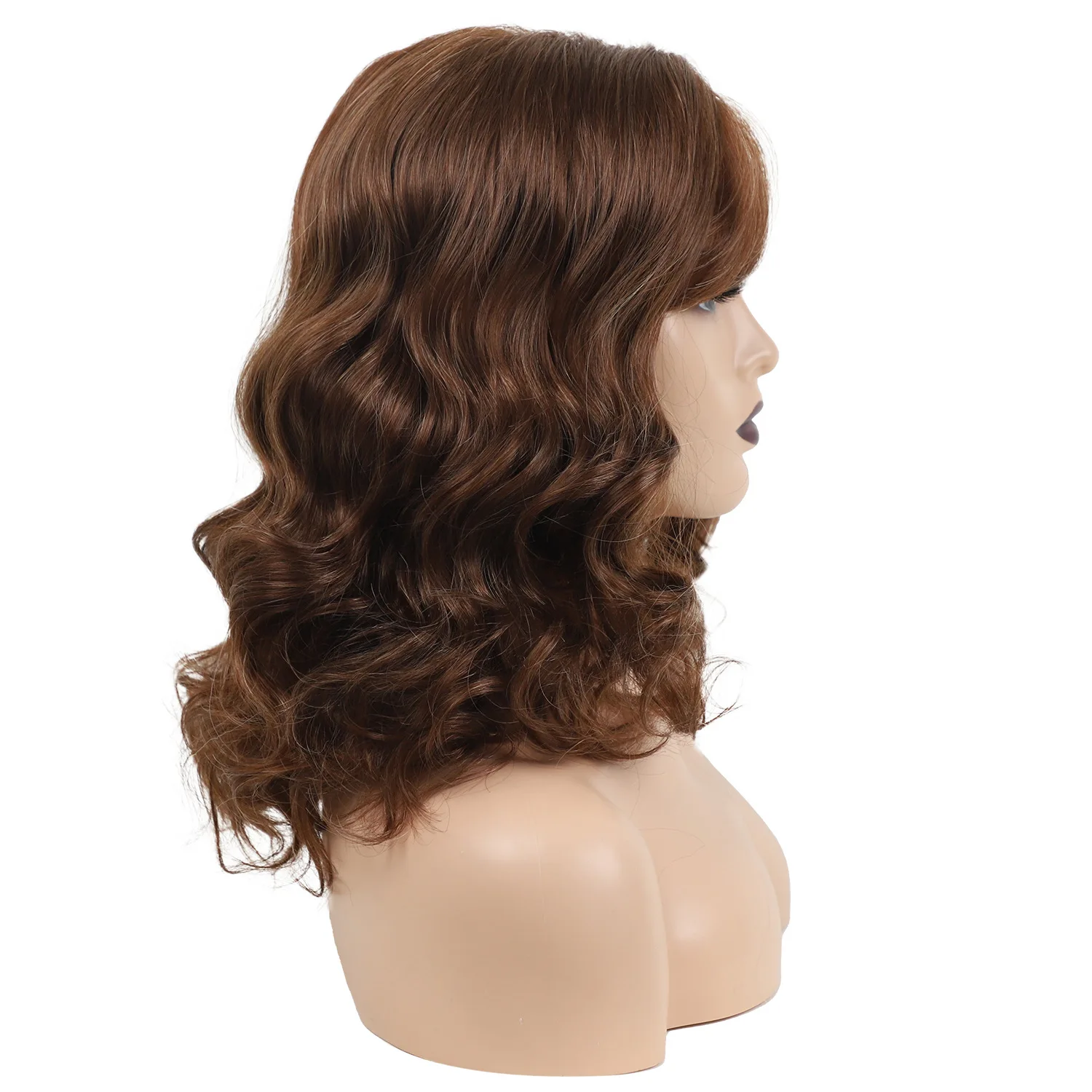 Synthetic Wigs for Women Short Pixie Cut Wig with Bangs Brown Highlight Wigs Daily Ladies Fake Hair