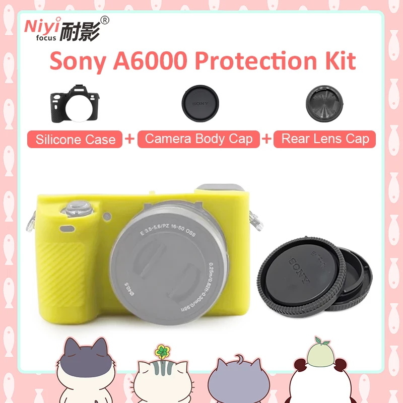 Custodia in Silicone per Sony A6000 ILCE-6000L TPU fotocamera morbida in gomma siliconica per Sony ILCE-6000 con cappuccio posteriore dell'obiettivo del cappuccio del corpo della fotocamera