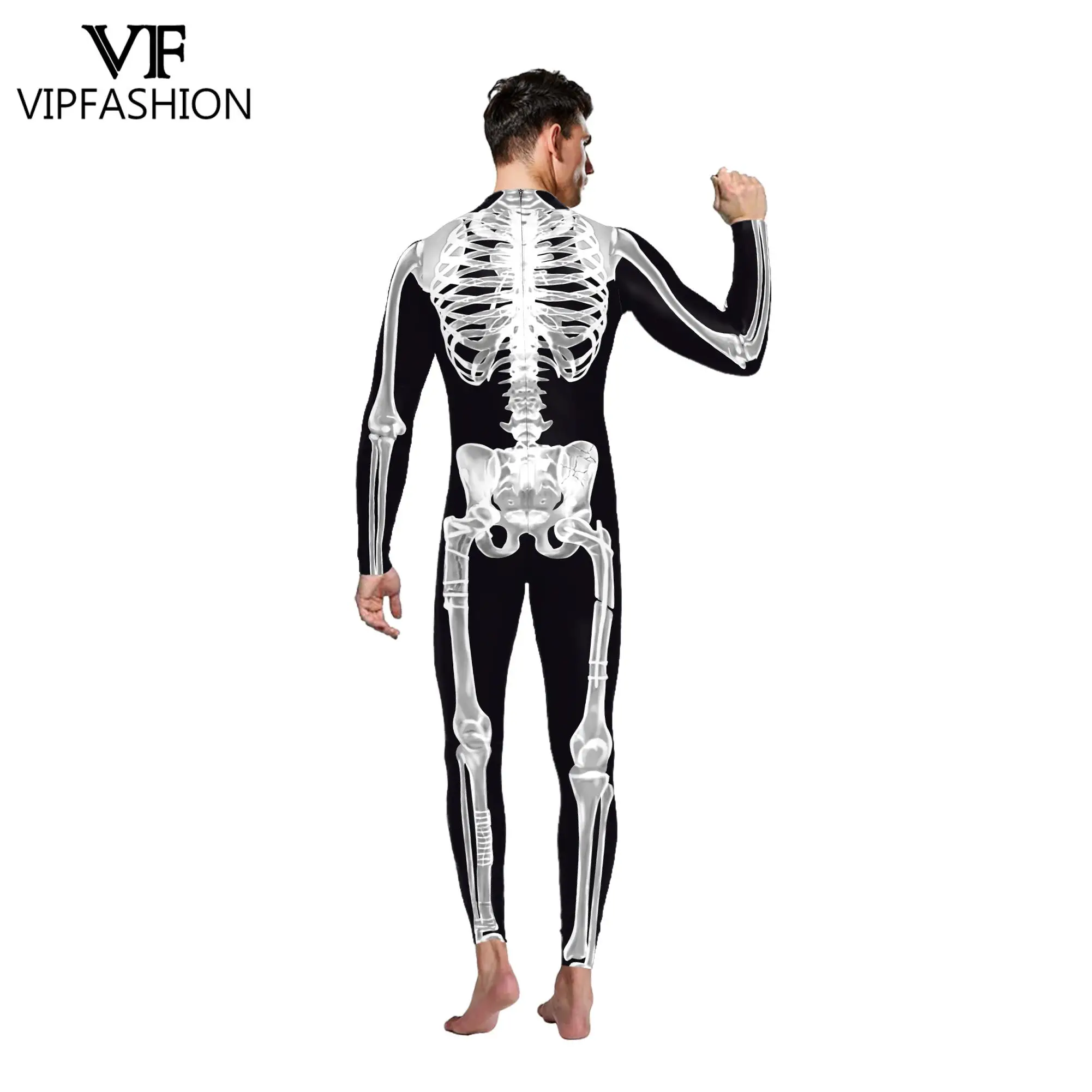 Disfraz de esqueleto blanco para Halloween, traje Zentai de pareja, mono de fiesta divertido, traje de vacaciones azul y negro, moda VIP