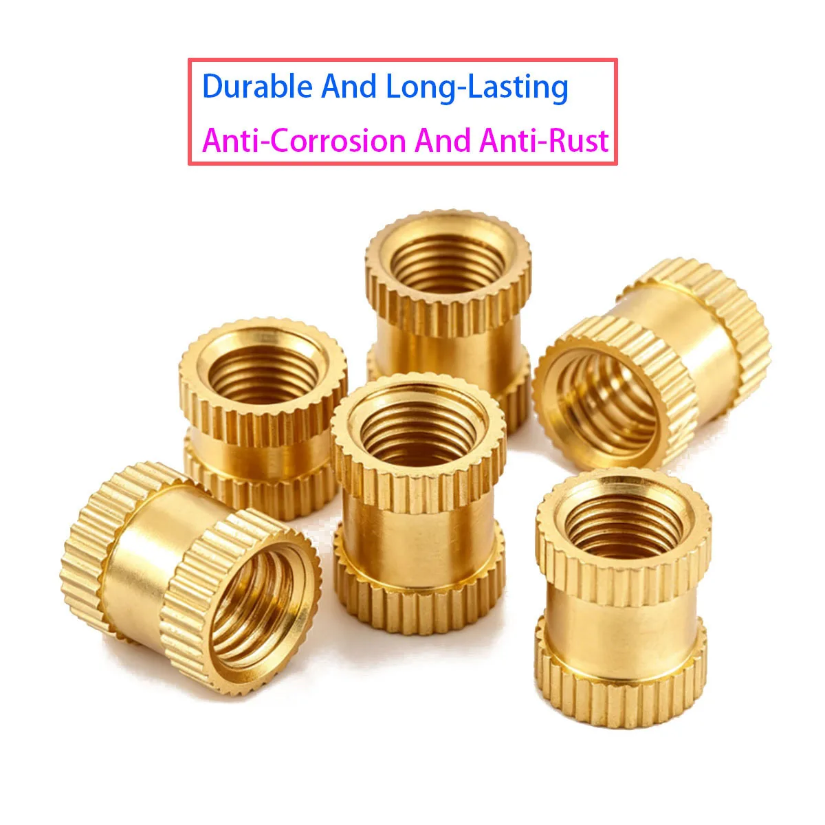 Brass Internal Thread Knurled Embedded Injection Molded Nut M1.6 M1.7 M2 M2.5 M3 M4 M5 M6, Suitable for 3D Printing
