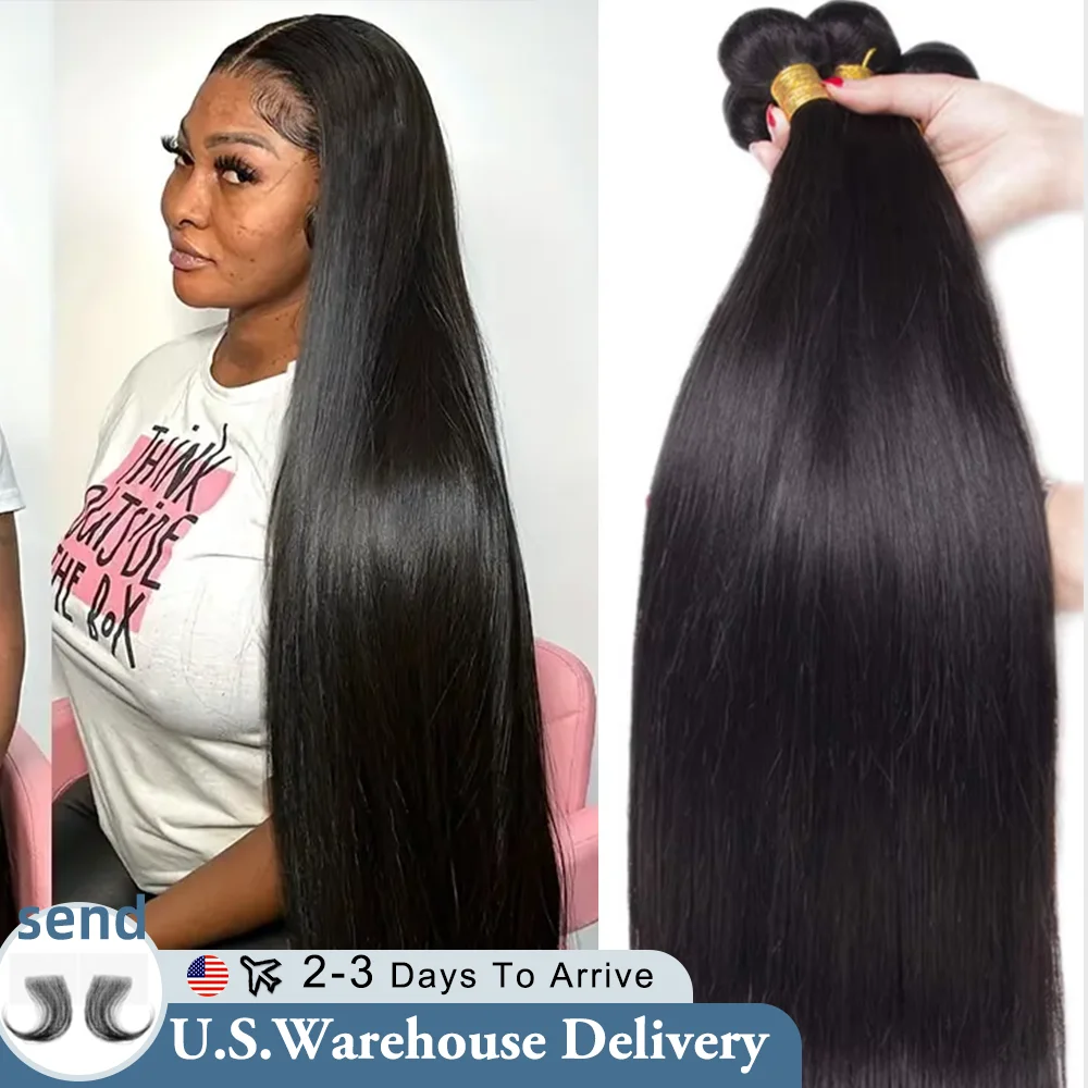 

30, 36, 40 дюймов, прямые пучки человеческих волос, 16 А, бразильские 3/4/5 шт., Remy, 100% необработанные необработанные пучки человеческих волос, наращивание