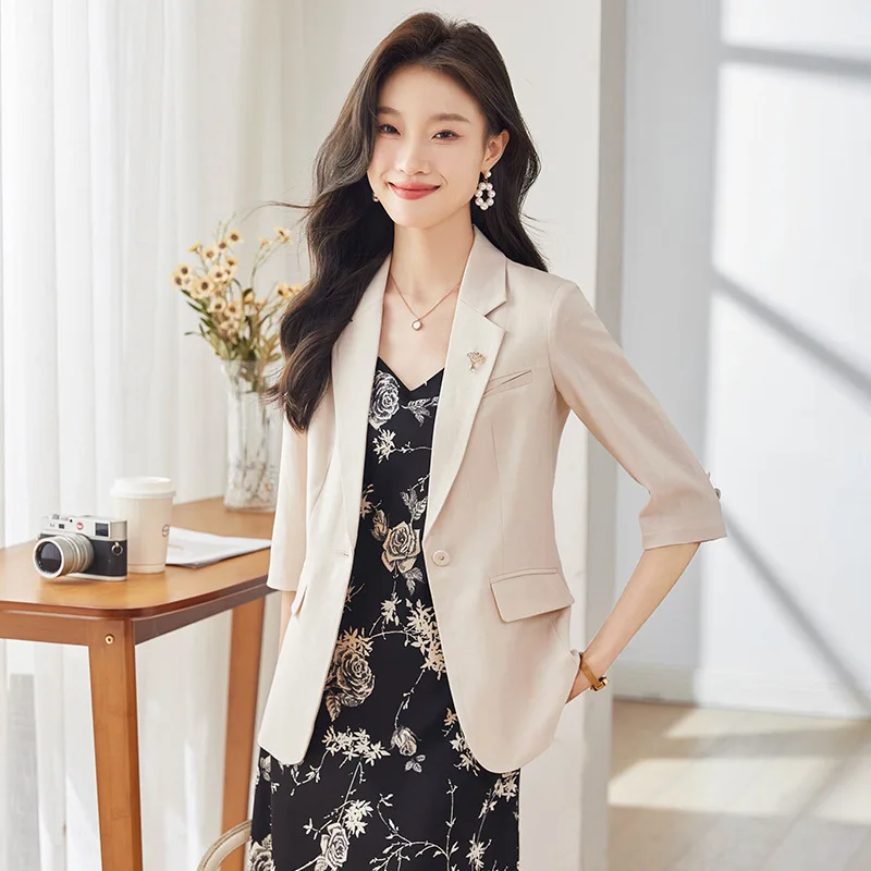 Summer Thin Suit Jacket Women's High-Grade2024New Small Cropped Sleeve Leisure Suit Short Top