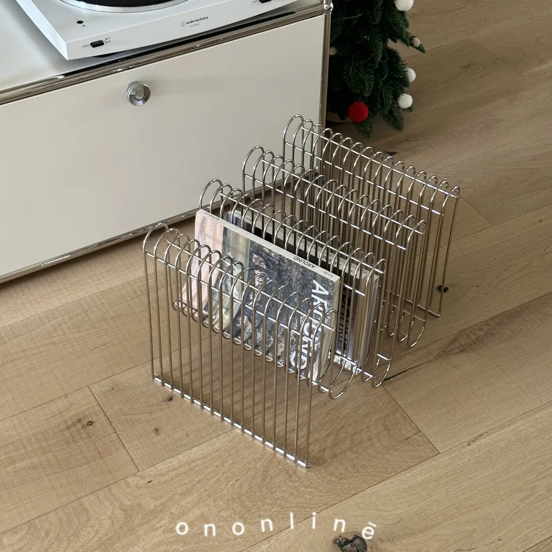 Nordic ins style metal magazine rack used folding bookshelf modern simple home side table shelf newspaper