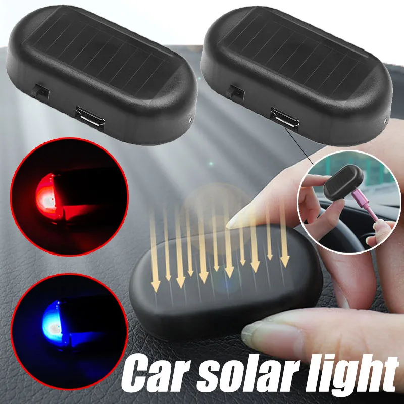 

2/1Pcs Solar Powered Car Fake Security Light Simulated Dummy Alarm Wireless Warning Anti-Theft Caution Lamp LED Flashing Lights