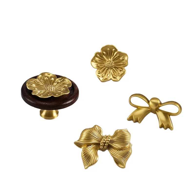 

Creative plum blossom walnut cabinet door small handle medium antique personalized drawer wardrobe brass door handle