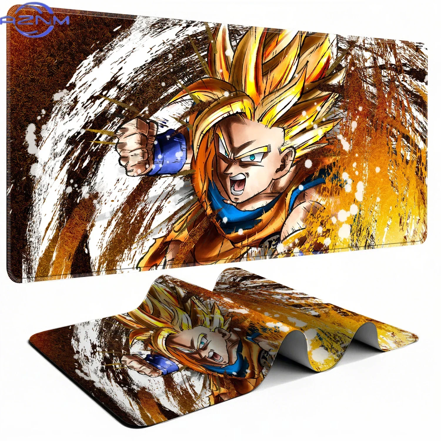Dragon Ball Goku Anime Mouse Pad, Rubber Non Slip Gaming Desk Mat, Red Orange Geometric Splatter HD Print Mouse Pad, Smooth Surf
