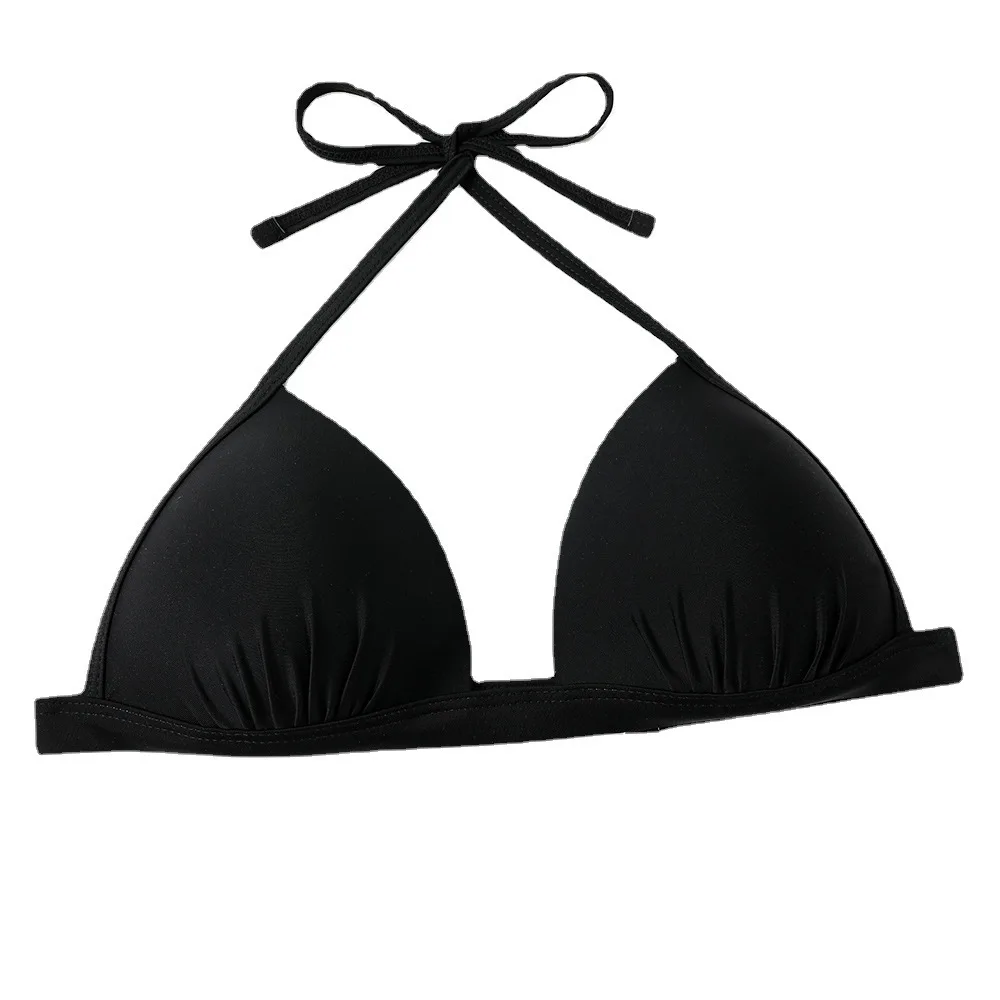 Maillot de bain brésilien froncé à lacets, noir/blanc/rouge, col licou, coupe dure/push-up, culotte taille basse, couleur unie, pour femmes, 2024