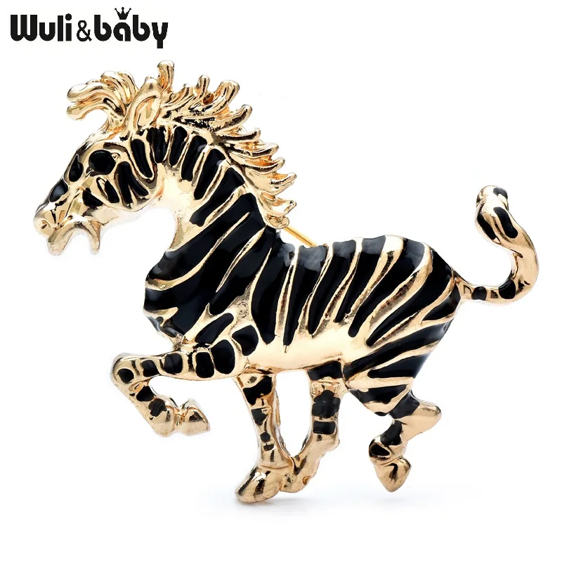 

Wuli&baby Running Horse Brooches For Women Unisex Enamel Zebra Animal Party Casual Brooch Pins Gifts