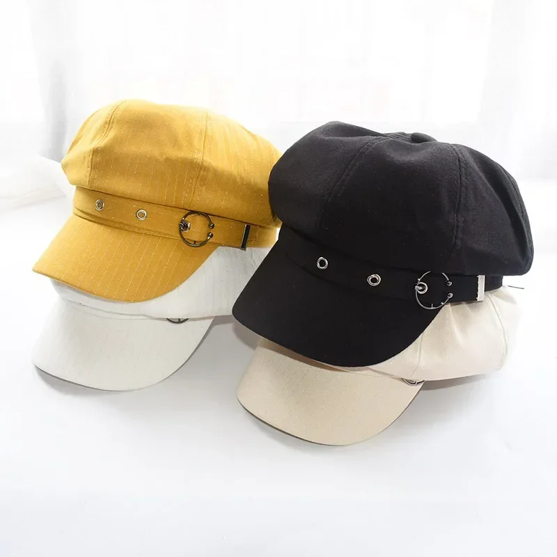 Solid Color Octagonal Beret Hats Trendy Windproof Warm Newsboy Hat Casual Painter Cap For Cabbie Girls Autumn Winter Hunting Cap