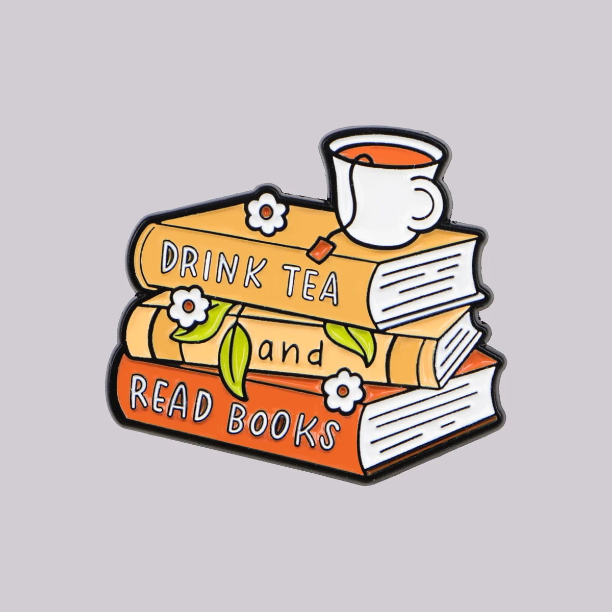 DRINK TEA AND READ BOOKS Enamel Pin Book Lover Brooch Pines Lapel Pins Badge Clothing Accessories Fashion Jewelry Gifts