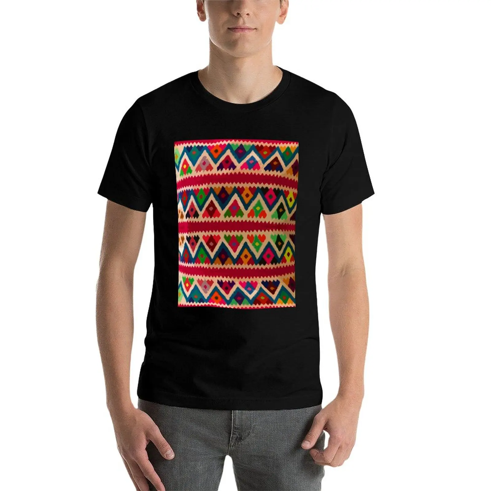 

Chevron multicolor dopamine dressing vibrant textile T-Shirt funny t shirts cotton graphic t shirts for man T-Shirt