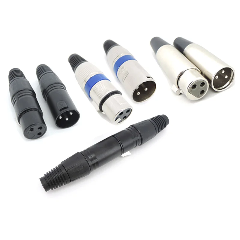 plastic or metal black silver audio power plug connector 3 XLR Male female ensemble Connecteur W28