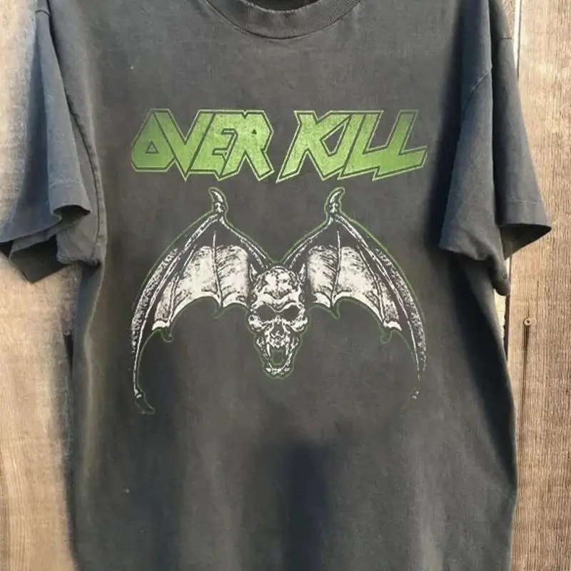 Overkill Green Bats Skull T-Shirt