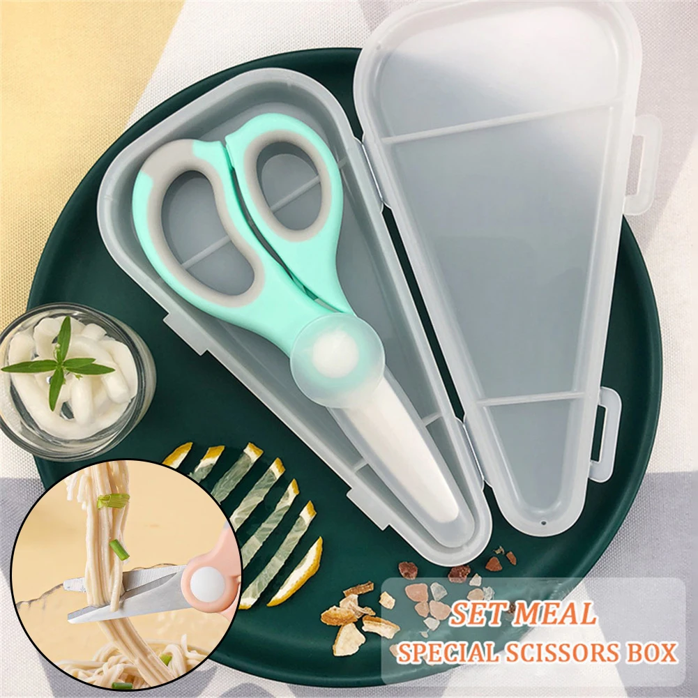 Ceramic Scissors for Baby Food,Portable Food Cutting Shears with Dust Cover for Kitchen,Multi-purpose Non-slip Food Cutting Tool