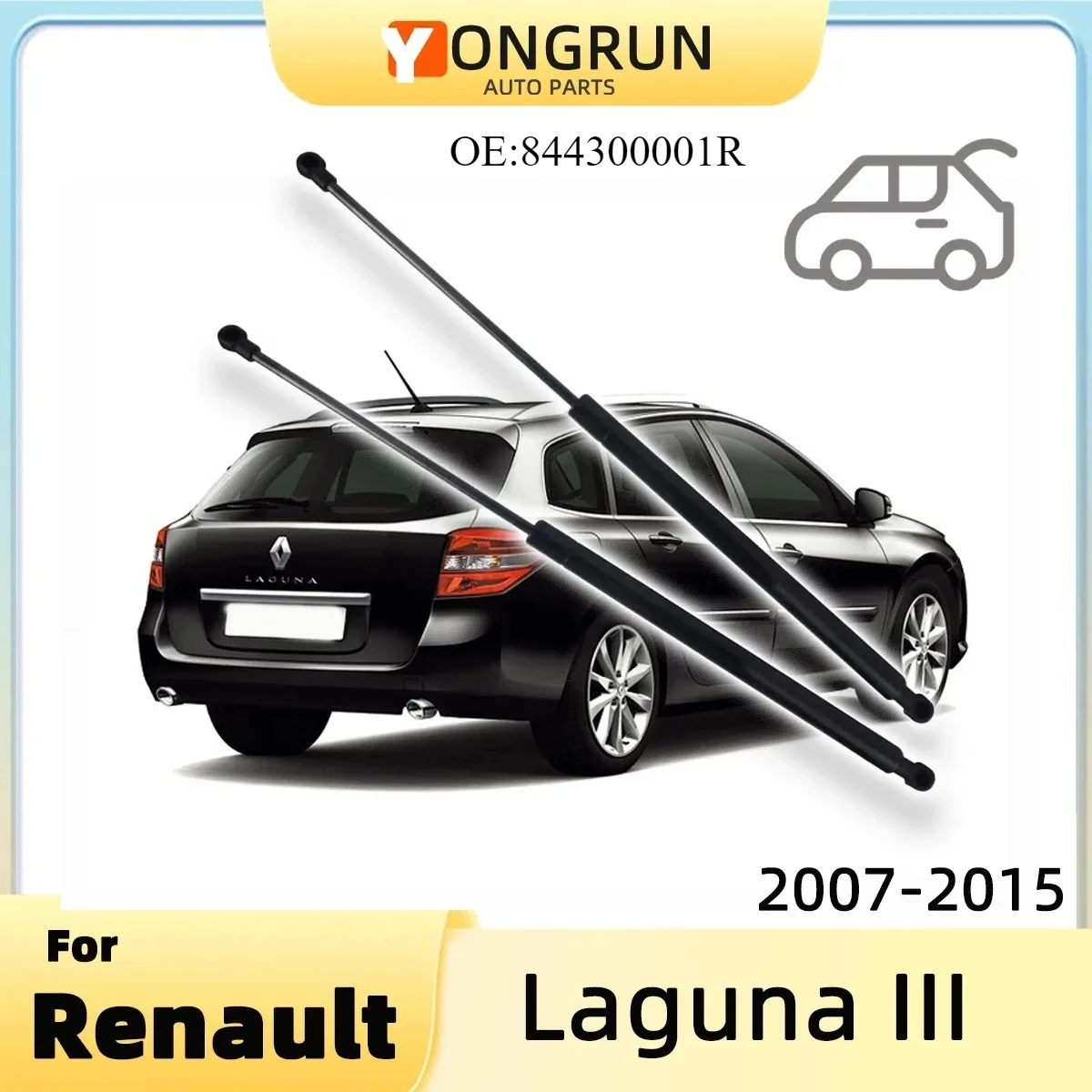 

For 2007-2015 Renault Laguna III Rear Trunk Gas Spring Shock Lift Strut Pair Struts Support Bar Pressure Rod OE:844300001R