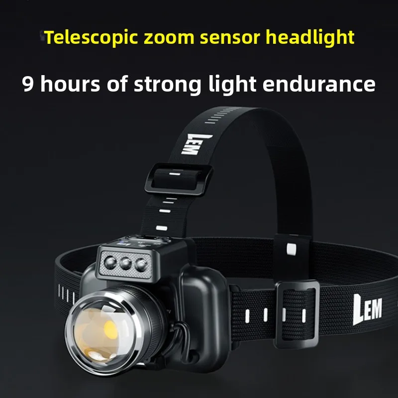 

Super Bright Mining Headlamp - Rechargeable Hands-Free Sensor Torch for Outdoor Fishing & Tide Gathering