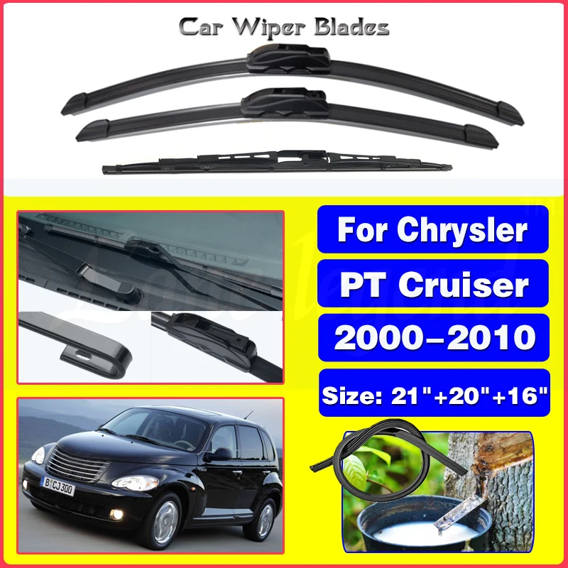 

For Chrysler PT Cruiser Front Rear Wiper Blades Brushes Cutter Accessories J U Hook 2000-2010 2000 2001 2002 2003 2004 2005 2006