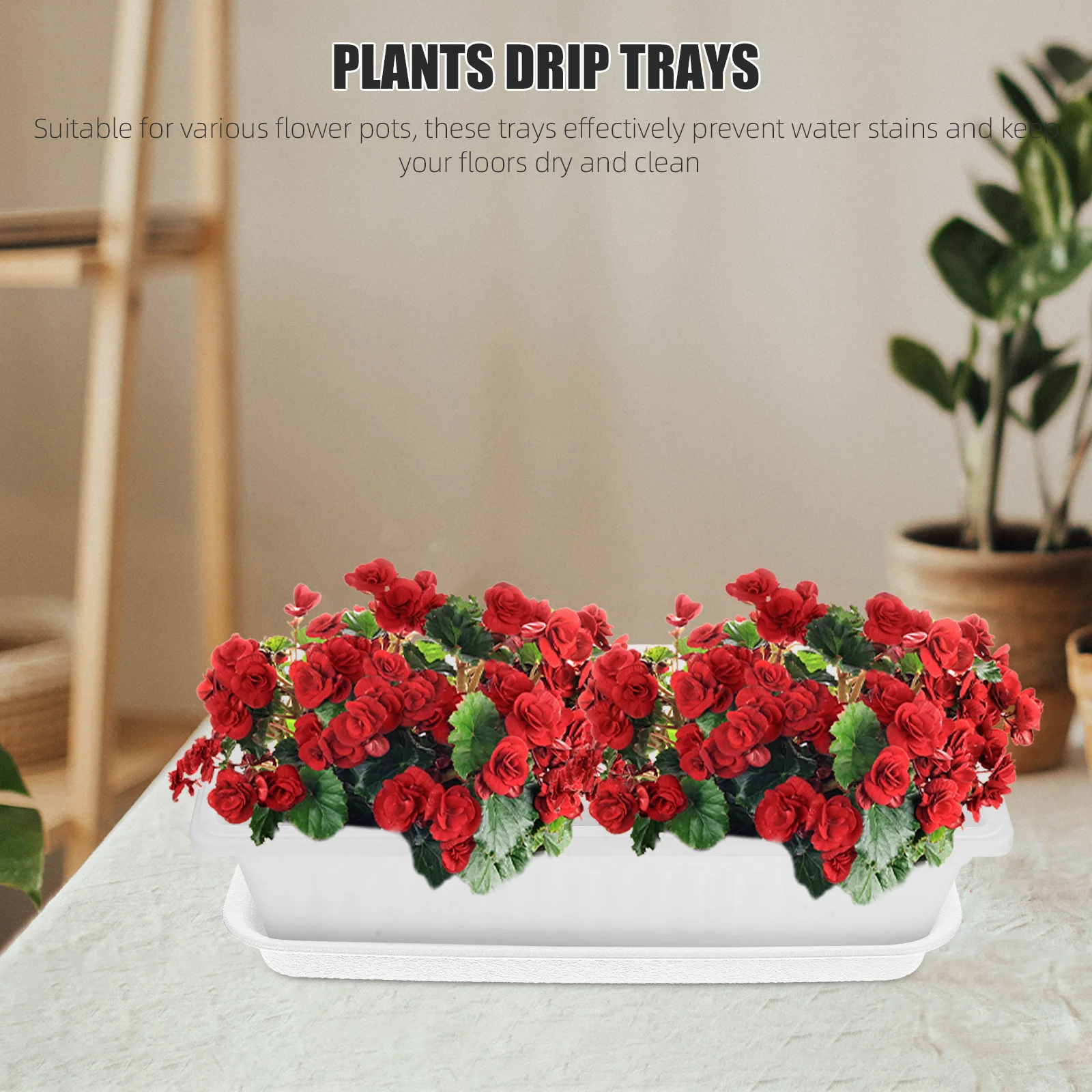 

4Pcs Versatile Rectangular Planter Saucers Prevent Water Stains Easy Clean Stable Base Indoor Gardening Accessories