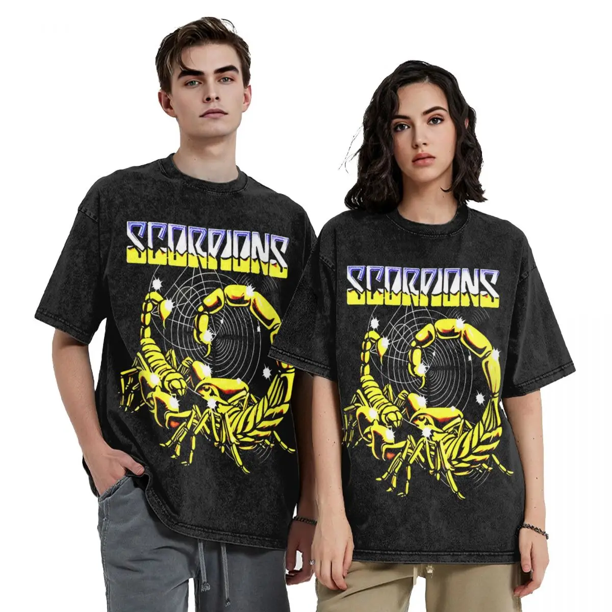 Scorpions Concert Tour Music Tour Merch Washed T Shirts for Men Women Streetwear Hip Hop T-Shirts Printed Tees Tops Short Sleeve