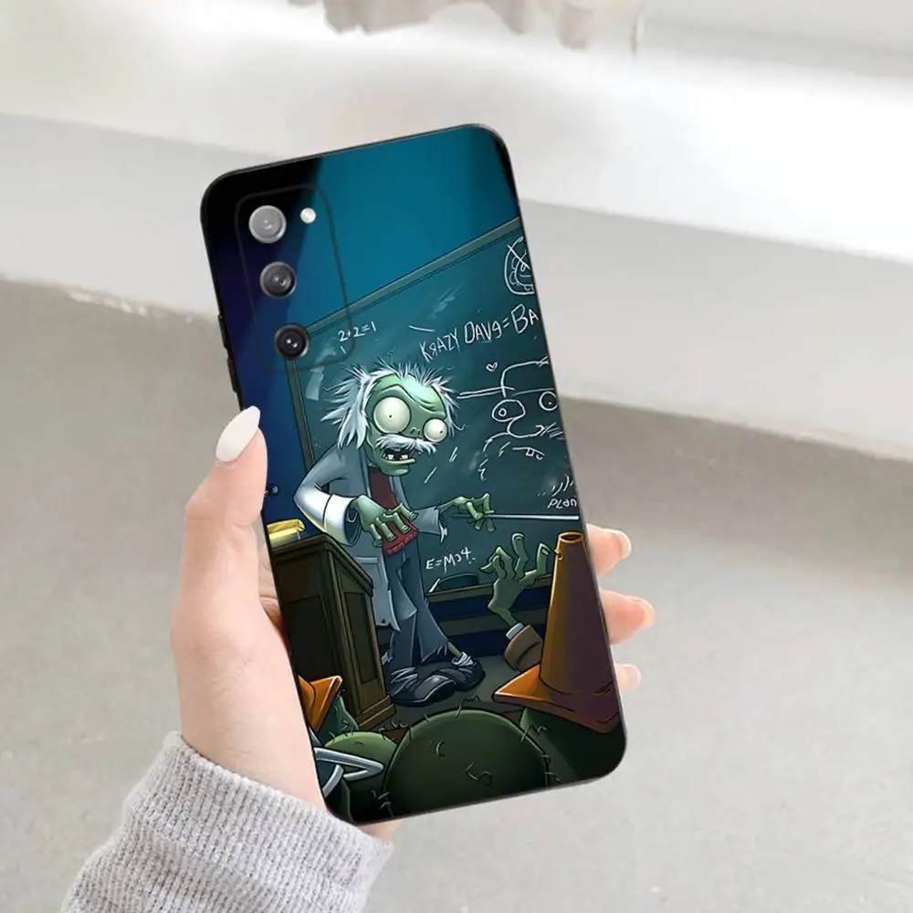 حافظة هاتف P-Plants vs Cool Z-Zombies لهاتف Samsung S 25,24,23,22,30,21,10,9,Ultra,Plus,Lite,FE,4,5G حافظة سوداء ناعمة