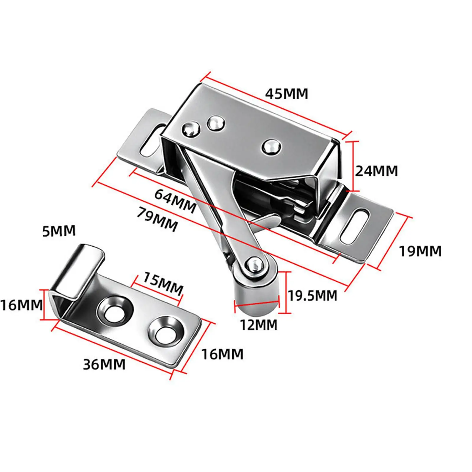 Loaded Furniture Door Lock Metal Spring Buckle Hardware Carbon Steel Structure Suitable for
