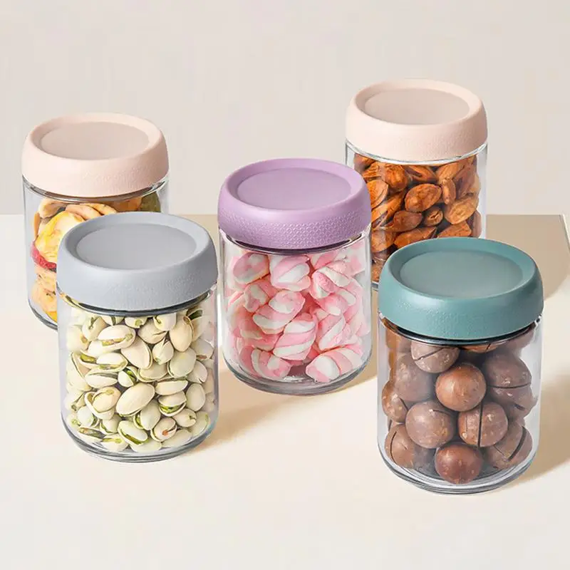 Glass Containers With Lids Wide Mouth Leak-Proof Glass Jar Safe Food Jars & Canisters Food-Grade Storage For Snacks Yogurt Sugar