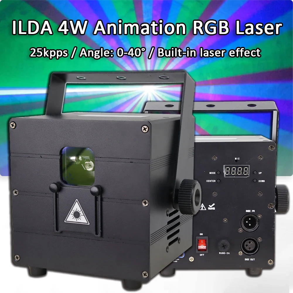 ilda multi color animacao laser lights 4w rgb 3d dj party projetor padrao dmx dance bar show de natal novo 01