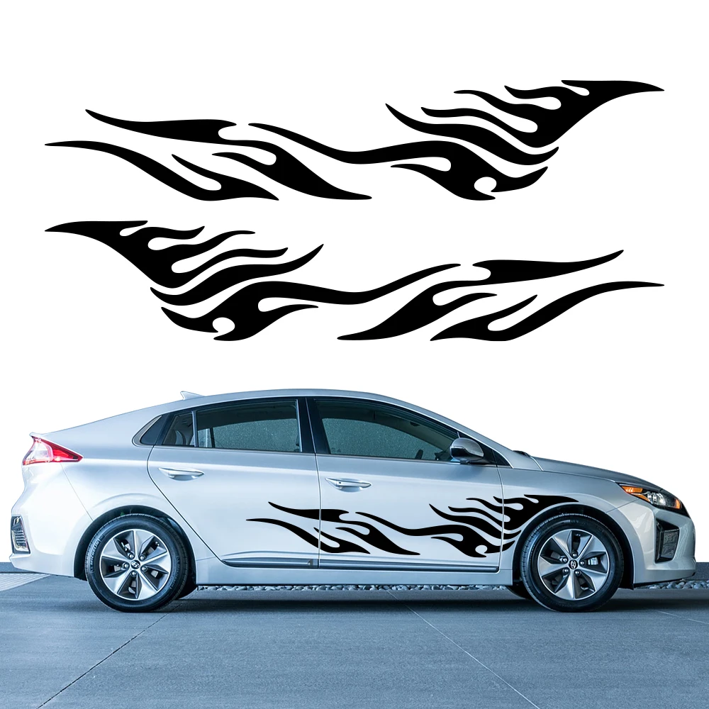 

Боковые наклейки на кузов автомобиля, виниловые износостойкие наклейки с пламенной гоночной полосой, декор для Hyundai Loniq 5 6 7 N Line 2021 2022 2023 2024